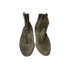 Madewell Suede Boho Western Side Zip Ankle Boots Women's Size 9 Olive Taupe